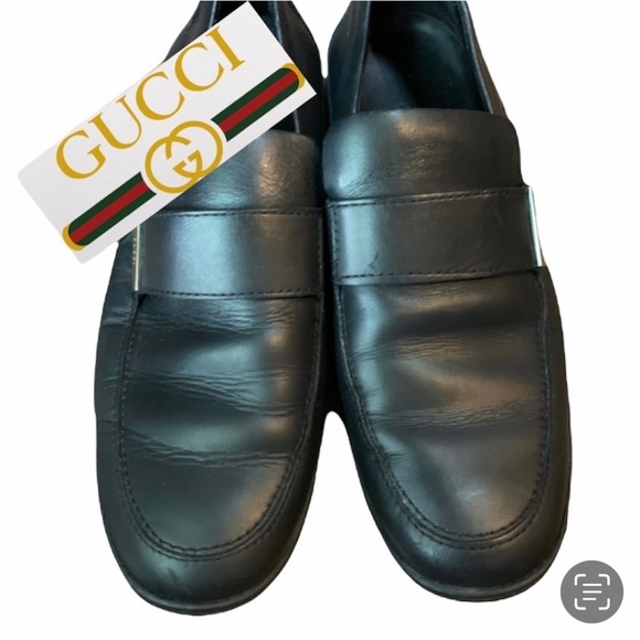 Gucci Rubber Soled Black Leather Driving Loafers 7 1/2 Vintage Unisex - Picture 3 of 12
